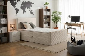 Łóżko kontynentalne Trento 160 z pojemnikiem, tkanina Velo beżowy (30)