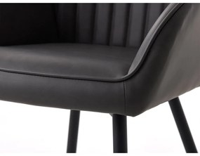 Ciemnoszare krzesła z imitacji skóry z podłokietnikami zestaw 2 szt. Nolan Stripe – Unique Furniture