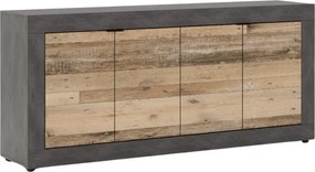 Komoda Czterodrzwiowa BLAGO 180 cm Surowy Dąb/Czarny Loft