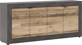 Komoda Czterodrzwiowa BLAGO 180 cm Surowy Dąb/Czarny Loft