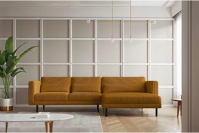 Narożnik w kształcie L Dani L, tkanina Poso, Musztardowy, Prawy