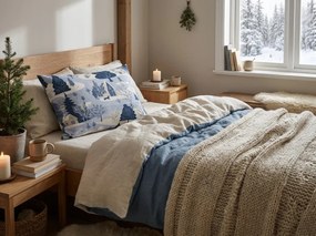 Flanelowa poszewka na poduszkę SNOWY VALLEY 50x70 cm, niebieska