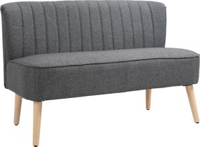 HOMCOM Sofa 2-osobowa, sofa tapicerowana o wyglądzie lnu, drewniana rama, do salonu i sypialni, 117 cm, szara