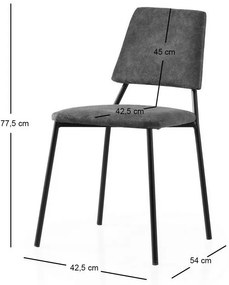 Zestaw krzeseł do jadalni Lima Grey and Black, 2szt.