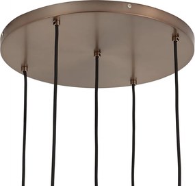 Lampa wisząca Art Deco ciemny brąz z żebrowanym szkłem 5-punktowa - Walcott