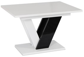 Stół Prostokątny Rozkładany CLARK 120-160 cm Czarny/Biały Połysk Glamour