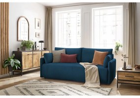 Ciemnoniebieska sztruksowa rozkładana sofa 211 cm Marcel – Bobochic Paris