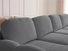 Szary rozkładany/ze schowkiem narożnik z materiału bouclé (lewostronny/z szezlongiem) Montaigne – Bobochic Paris