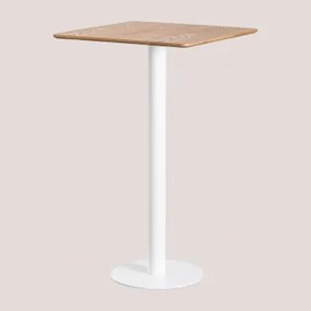 Kwadratowy Wysoki Stolik Barowy Z Forniru Jesionowego Frappe ↔︎ 60 Cm & Biały - Sklum