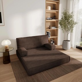 Masseno Sofa piankowa LADIA z funkcją spania, Kanapa z pianki do salonu, Bezmontażowa, Tkanina sztruksowa – Brązowy POSO 06