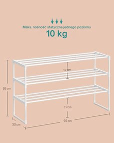 Regał na buty TORINO, 3 półki, 30x92x55cm, biały SongmicsHome