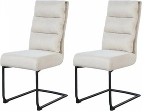 Zestaw krzeseł 2 szt. - tkanina i czarny metal - brązowy - MARKAR