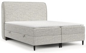 Jasnoszare łóżko boxspring ze schowkiem 200x200 cm Melba – Maison de Rêve