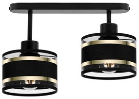 Lampa sufitowa czarna dwupunktowy spot z czarnymi abażurami T-3306SC-S