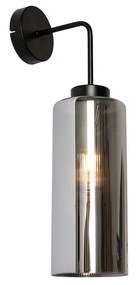 Lampa ścienna w stylu art deco czarna z przydymionym szkłem - Laura