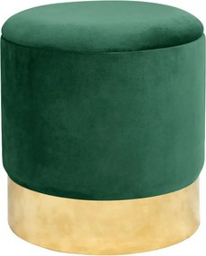 Pufa ze schowkiem okrągła welurowa AKORD GOLDEN Butelkowa Zieleń