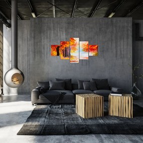Obraz - Obraz olejny, kolorowa jesień (125x70 cm)