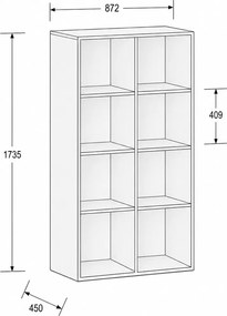 Regał FRAME, dolny, 2 kolumny, 1735 x 872 x 450 mm, orzech
