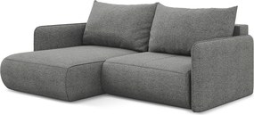 Narożnik lewostronny z funkcją spania - z tkaniny szenilowej - słoniowy - NANEA