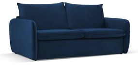 Ciemnoniebieska aksamitna rozkładana sofa 214 cm Vienna – Cosmopolitan Design