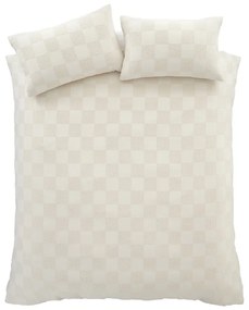 Kremowa pościel jednoosobowa z materiału bouclé 135x200 cm Cosy Checkerboard – Catherine Lansfield