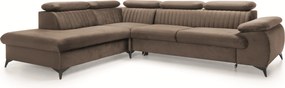 Masseno Narożnik FIORE z funkcją spania i pojemnikiem na pościel Narozniki L, Rozkładana sofa - Brązowy, MONOLITH 15