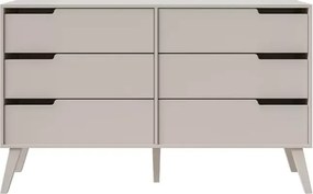 Komoda Clover II – nowoczesna komoda z 6 szufladami, frezowanymi frontami i drewnianymi nogami