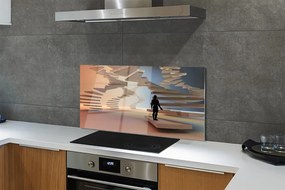 Panel szklany do Kuchni Przestrzenna Konstrukcja Schodów