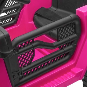 HOMCOM Elektryczny samochód dziecięcy 12V z pilotem, 2 silniki, LED, klakson, dla dzieci od 3 do 6 lat, 100x65x72 cm, różowy | Aosom PL