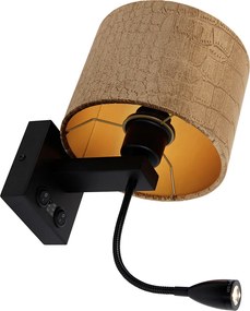 Lampa ścienna czarna z aksamitnym abażurem w designie krokodyla 18 cm - Brescia
