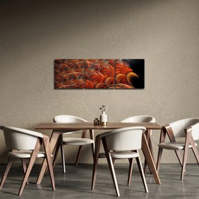 Obraz - Abstrakcyjna imitacja piór (z zegarem) (90x30 cm)