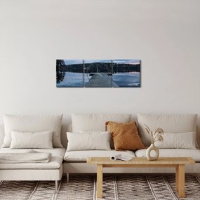 Obraz - Molo nad jeziorem (z zegarem) (90x30 cm)