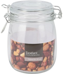 Excellent Houseware Szklanka z klipsem i szklaną pokrywką 750 ml
