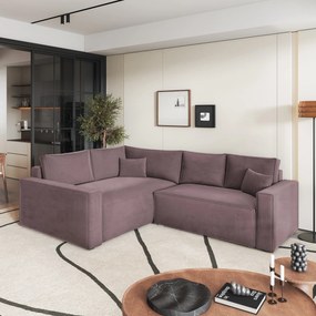 Masseno Narożnik ERONIS z funkcją spania i pojemnikiem na pościel Narozniki L, Rozkładana sofa - Wrzosowy, MONOLITH 62