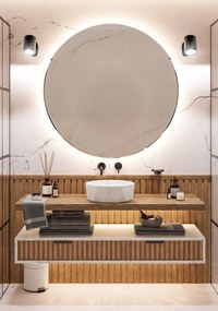 Umywalka z konglomeratu nablatowa okrągła bez otworu na baterię 41 cm PRISMA