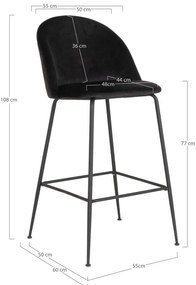 Czarne aksamitne hokery zestaw 2 szt. 108 cm Lausanne – House Nordic