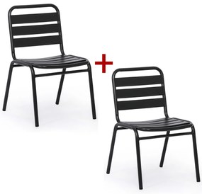 Metalowe krzesło bistro RIVA, 1+1 GRATIS, do użytku zewnętrznego, grafitowy
