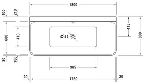Duravit P3 wanna prostokątna, podtynkowaAkryl - biały błyszczący - 180 x 80 cm