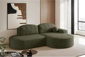 Narożnik z funkcją spania i pojemnikiem Modena Runden, tkanina Arena, Zielony, Prawy