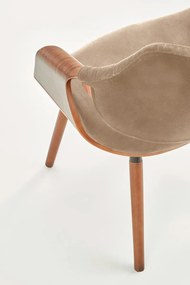 Krzesło tapicerowane K396 VELVET beżowe/orzech HALMAR
