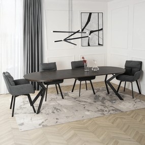 Stół Okrągły Rozkładany LUKAS 100-250 cm Czarny Nowoczesny Loft