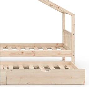 Łóżko domowe naturalne drewno 208x97x148 design