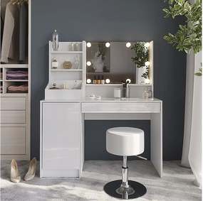 Stół do toalety biały/biały wysoki połysk 119.8x50.1x76 sherry