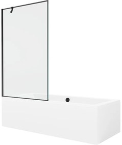 Mexen Cube wanna prostokątna 170 x 80 cm z obudową i parawanem 1-skrzydłowym 100 cm, czarny wzór - 550517080X9510007070