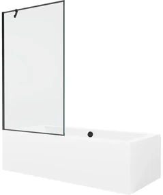 Mexen Cube wanna prostokątna 170 x 80 cm z obudową i parawanem 1-skrzydłowym 100 cm, czarny wzór - 550517080X9510007070