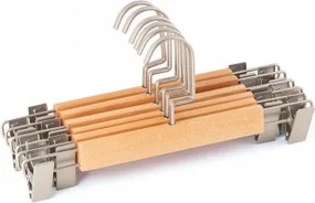 Zestaw 6 Drewnianych Wieszaków Rita Z Klipsem Brązowy Naturalne Drewno - Sklum