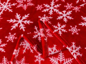 Świąteczny mikropluszowy koc FROSTY FLAKES, czerwony Rozmiar: 160 x 200 cm
