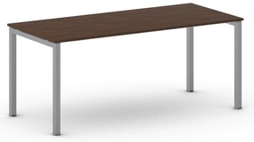 Stół konferencyjny do biura PRIMO SQUARE, 180x80 cm, szaro-srebrna podstawa, orzech