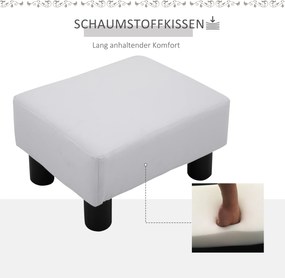 HOMCOM Podnóżek Pufa Uszak Biały 40x30x24cm Elegancki Stołek do Siedzenia Komfortowy i Stylowy | Aosom PL