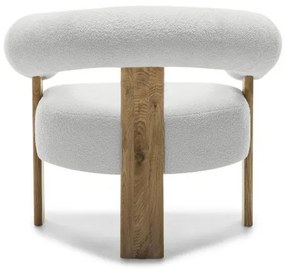 Biały designerski fotel KOKEI, dąb